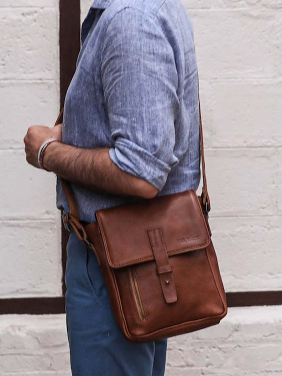 sacoche homme marron